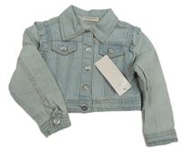 Nové - Světlemodrá riflová crop bunda 