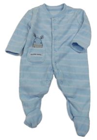 Světlemodrý pruhovaný fleecový overal se zebrou Dunnes