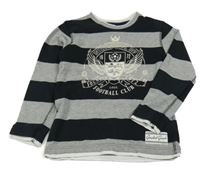 Černo-šedé pruhované triko s nápisem H&M