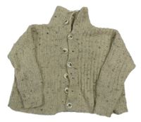 Béžový melírovaný propínací svetr 