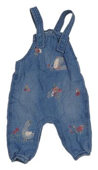 Modré riflové podšité lacláče se zajíčkem a kytičkami Next