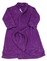 Purpurový chlupatý župan s výšivkou 