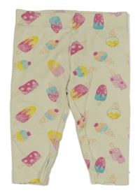 Smetanové žebrované legíny se zmrzlinami Ergee