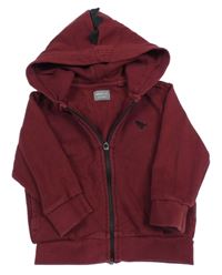 Vínová propínací mikina s dinosaurem a kapucí Next