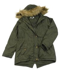 Khaki šusťáková lehká zateplená parka s kapucí Alive