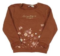 Skořicová mikina s kytičkami C&A