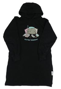 Černé teplákové šaty s kočkou a kapucí Reserved