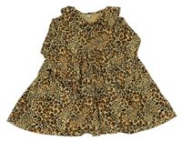 Béžovo-černé leopardí bavlněné šaty s límečkem Next