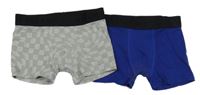 2x boxerky - safírové + šedé kostkované River Island