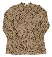 Béžovo-černé vzorované triko se stojáčkem H&M