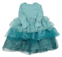 Modré bavlněné šaty s tylovou ombré sukní H&M