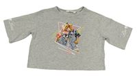 Šedé crop tričko s holčičkami H&M