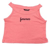 Neonově růžový žebrovaný crop top s nápisem Select