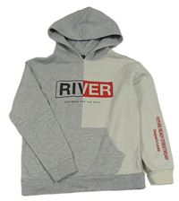 Šedá mikina s nápisem a kapucí River Island 