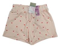 Světlerůžové bavlněné kraťasy se srdíčky Primark