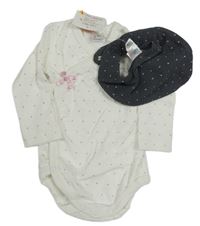 2set - Bílé body s puntíky + šedý slinták Topolino