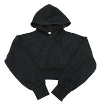 Černá crop mikina s kapucí 