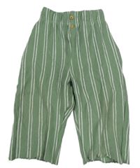 Zeleno-bílé pruhované kalhoty s knoflíčky Primark