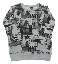 Šedá mikina se skateboardisty Y.F.K.