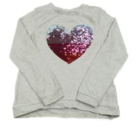 Šedá melírovaná mikina se srdíčkem z flitrů H&M