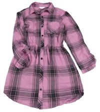 Růžovo-černé kostkované košilové šaty Primark