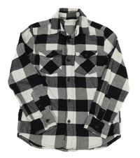 Černo-bílá kostkovaná flanelová košile H&M
