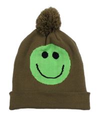 Hnědá pletená čepice se smajlíkem 