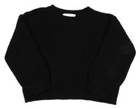 Černý žinylkový crop oversize svetr H&M