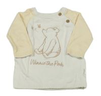 Bílo-pruhovaný svetr s medvídkem Pú Disney