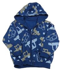 Tmavomodrá propínací mikina s auty a kapucí George