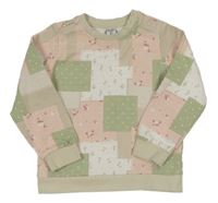 Khaki-světlerůžovo-bílá vzorovaná mikina Dopodopo