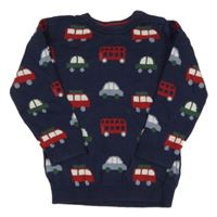 Tmavomodrý svetr s dropravními prostředky Nutmeg 