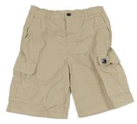 Béžové cargo riflové kraťasy s kapsami Zara 