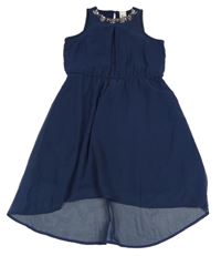 Tmavomodré šifonové šaty s kamínky C&A