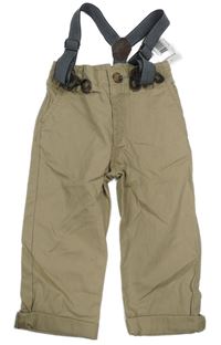 Nové - Béžové plátěné kalhoty s odepínacími kšandami Matalan