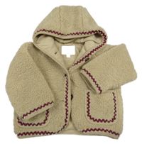 Béžová huňatá podšitá bunda s kapucí Zara