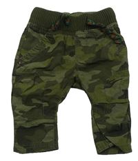 Khaki army plátěné kalhoty s úpletovým pasem Next