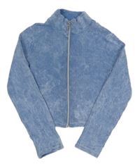 Modrá batikovaná žebrovaná propínací crop mikina zn. RIVER ISLAND
