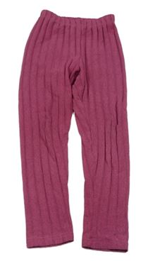 Tmavorůžové melírované žebrované úpletové legíny