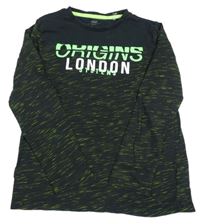 Černo-zelené melírované triko s nápisy YIGGA