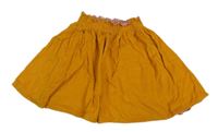 Hořčicová paper bag manšestrová podšitá oboustranná sukně 