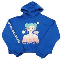 Cobaltově modrá mikina s dívkou a kapucí C&A