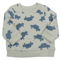 Bílá mikina s modrými auty PRIMARK