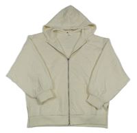 Smetanová propínací silnější ovesize mikina se srdíčky a kapucí M&S