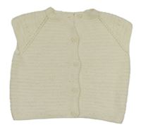 Smetanová žebrovaná pletená propínací vesta 