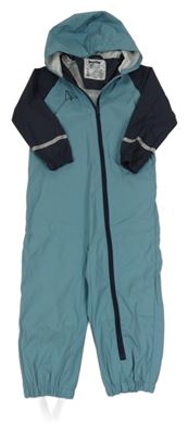 Modrošedo-tmavomodrá nepromokavá kombinéza s papírovou vlaštovkou a kapucí lupilu