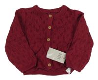 Nové - vínový ažurový propínací crop svetr George