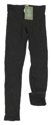 Nové - tmavošedé puntíkaté teplákové teplé legíny H&M