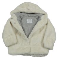 Smetanová kožešinová zateplená bunda s kapucí PRIMARK