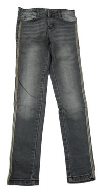 Tmavošedé skinny rifle s řetízkovými pruhy Denim Company